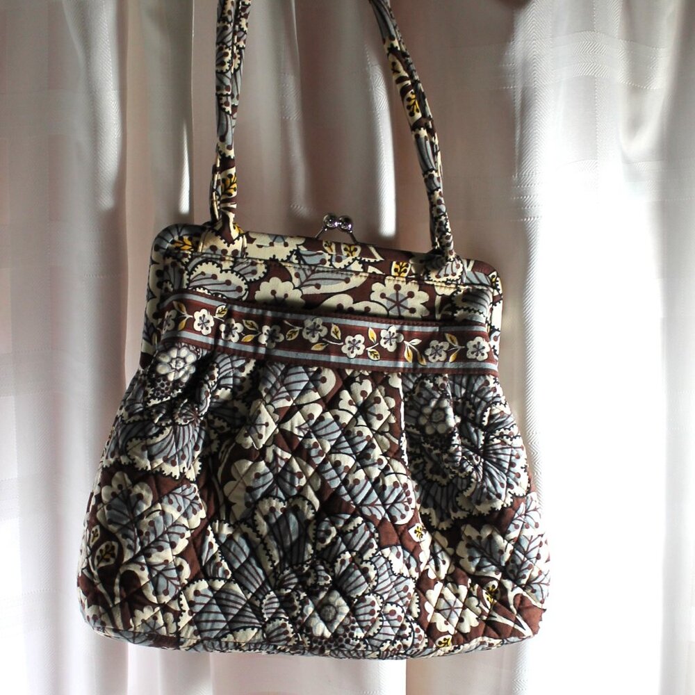 Vera Bradley "Alice" Framed Shoulder Bag, Slate Blooms Pattern
